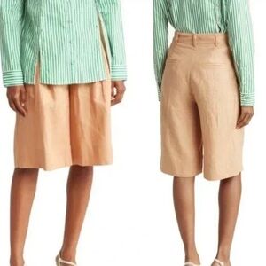 NEW NICHOLAS Delfina Longline Linen Shorts in Twig